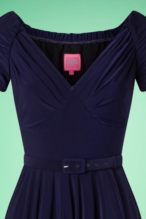 Glamour Bunny - The Marilyn Swing Dress in Midnight Blue 4