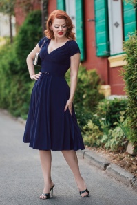 Glamour Bunny - The Marilyn Swing Dress in Midnight Blue