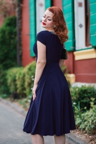 Glamour Bunny - The Marilyn Swing Dress in Midnight Blue 2