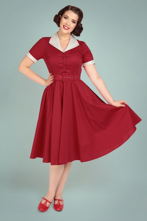 Collectif Clothing - Taylor Swing Kleid in Rot