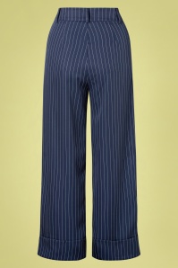 Vixen - Turn Up Pinstripe Trousers en Bleu Marine 2