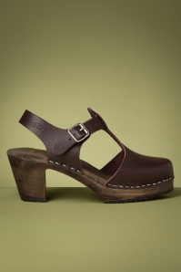 Lotta from Stockholm - Highwood T-Strap Leather Clogs in Aubergine Brown 3