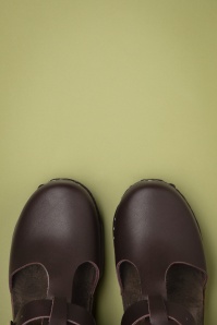 Lotta from Stockholm - Highwood T-Strap Leather Clogs in Aubergine Brown 2