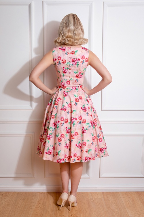 Hearts & Roses - Leah Floral Swing Dress in Pink 2