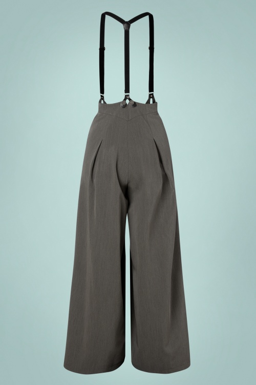 Martha Pinstripe Suspender Trousers in Grey