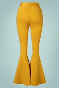 Vixen - Belted Bengaline Flared Trousers in Mustard 2