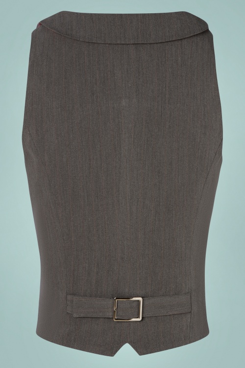 Vixen - Tailored Suit Pinstripe Waistcoat en Gris 2