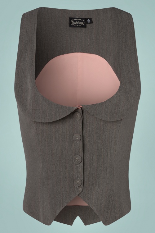 Vixen - Martha Pinstripe Suspender Trousers en Gris