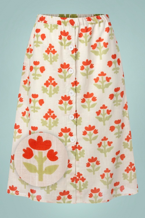 Compania Fantastica - Paisley Flower Skirt en Blanc Cassé