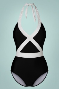 Pussy Deluxe - Criss Cross Swimsuit en Noir et Blanc