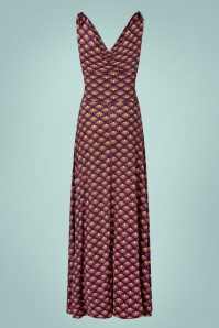 Vintage Chic for Topvintage - Grecian Fan Maxi Kleid in Purple und Gelb 3