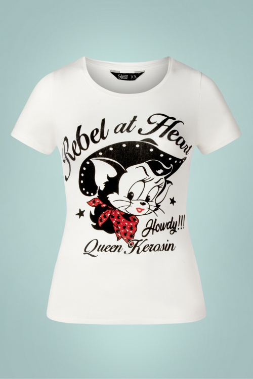 queen kerosine 46001 t shirt white print rebel at heart 030323 502W