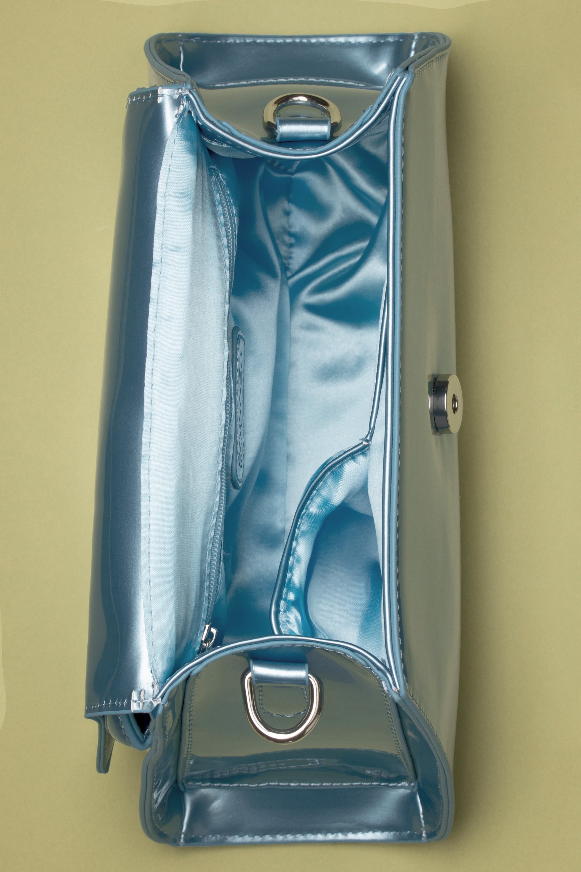 Banned Retro - Dance the night away handtas in metallic blauw 3