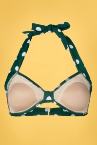 Esther Williams - Classic Polka Bikini Top in Dark Green and White 3