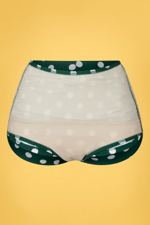 Esther Williams - Classic Polkadot Bikini Bottoms in Dark Green and White 3
