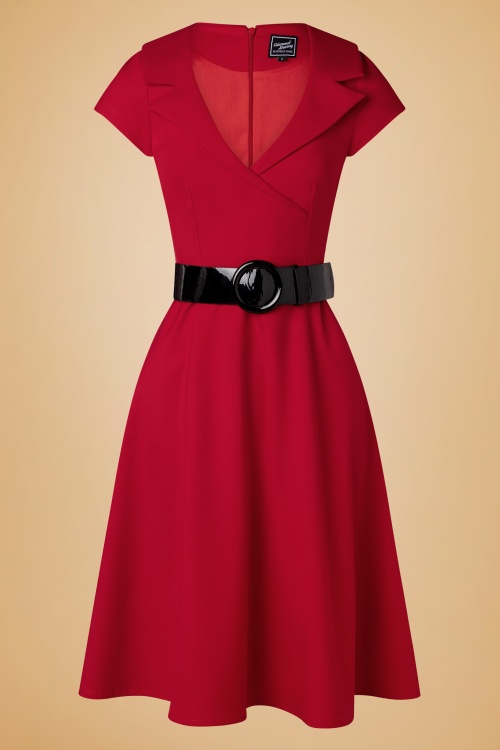 Glamour Bunny Business Babe - Rita Marlow Dress in Lipstick Red 4