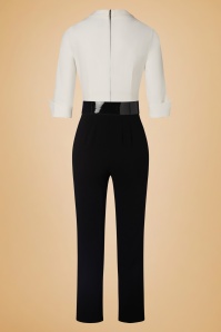 Glamour Bunny Business Babe - Dianne Jumpsuit in White and Black 6