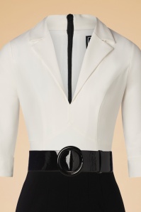 Glamour Bunny Business Babe - Dianne jumpsuit in wit en zwart 5