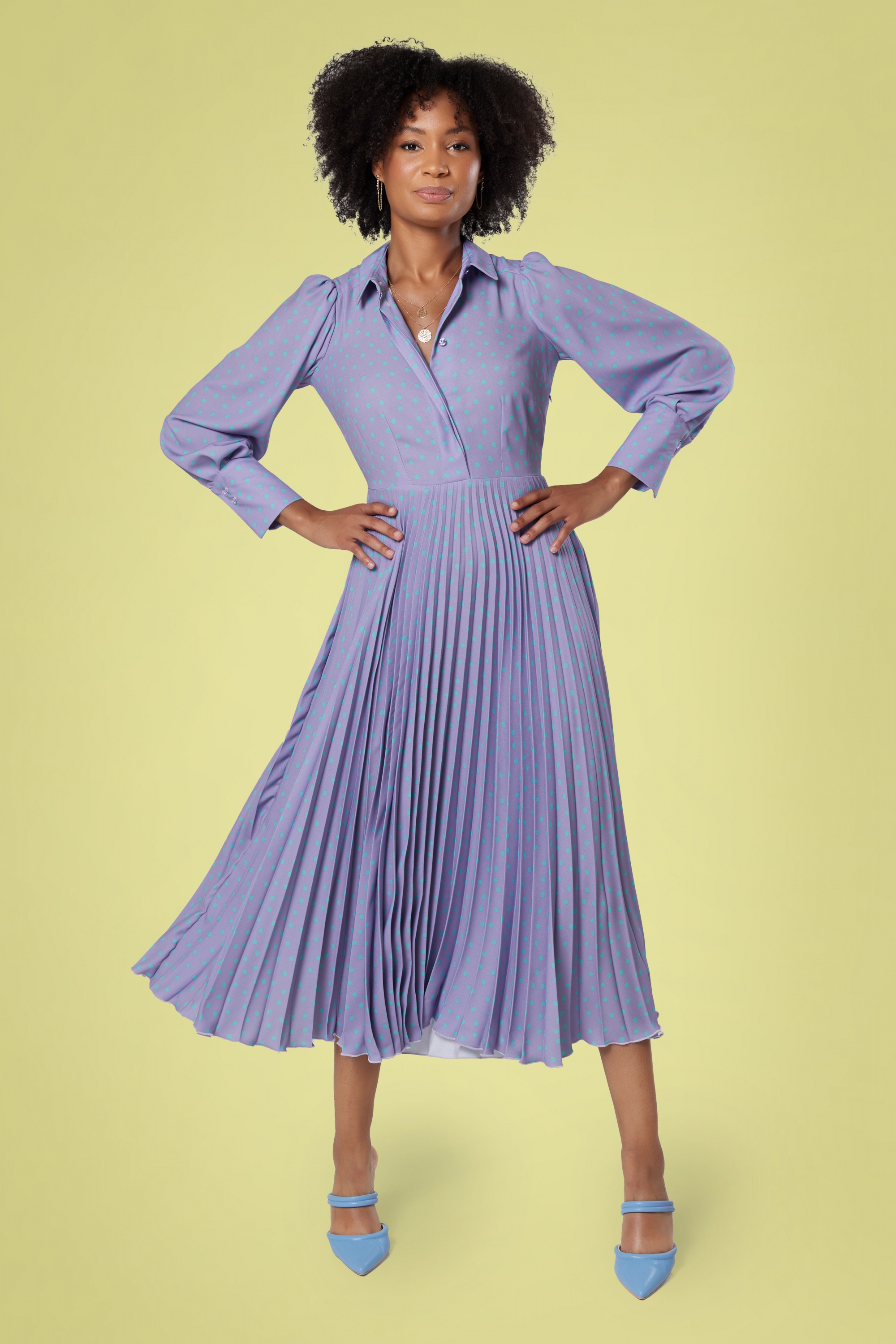 Paige Midi Shirt Dress in Lilac Purple