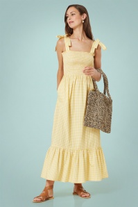 Emily and Fin - 50s Lillian Floating Daisies Dress in Dusty Blue