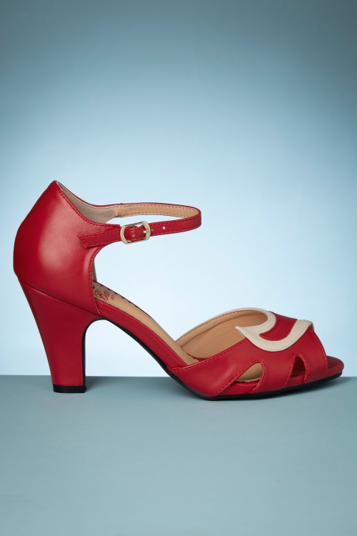 Banned Retro - Mable Peeptoe Pumps in Rot 3