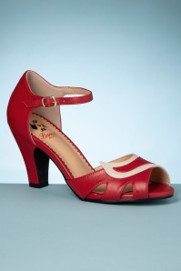 Banned Retro - Mable Peeptoe Pumps in Red