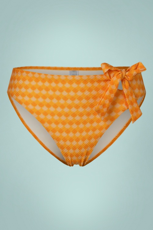 Cyell - Horizon bikinibroekje met hoge taille in zonsondergang oranje