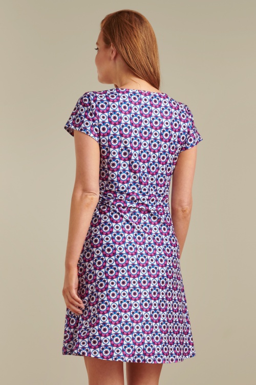 Smashed Lemon - Riley Retro Dress in Purple and Pink 2