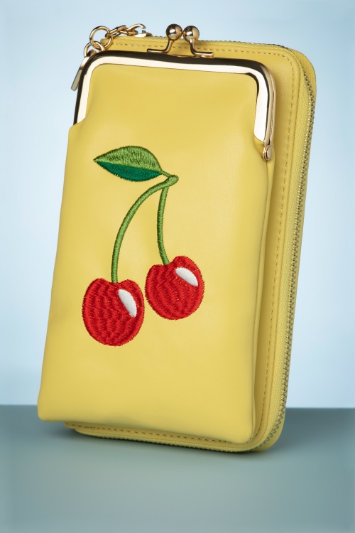 Banned Retro - Cherry Pie Cross Body Phone Bag in Coral Pink