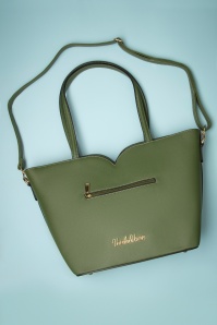 Vixen - Bow Front Scalloped Shopper Bag in Khaki Green 3