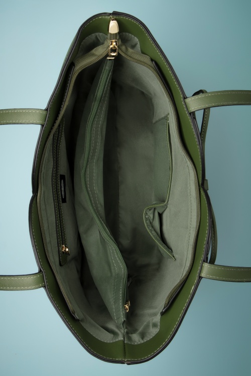 Vixen - Bow Front Scalloped Shopper Bag in Khaki Green 2