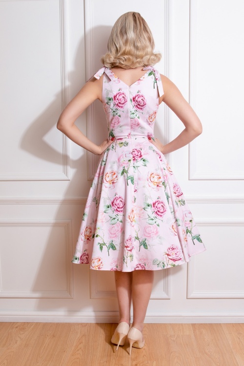 Hearts & Roses - Emma floral swing jurk in roze 2