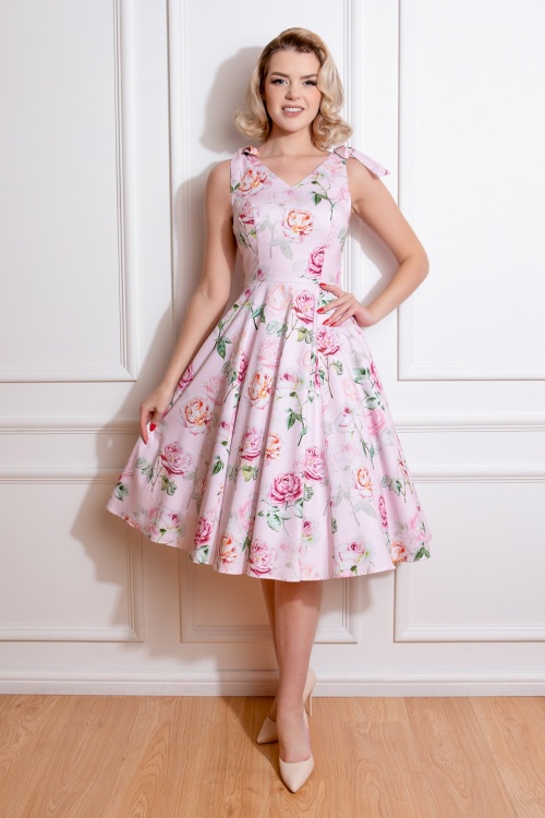 Hearts & Roses - Emma Floral Swing Dress en Rose