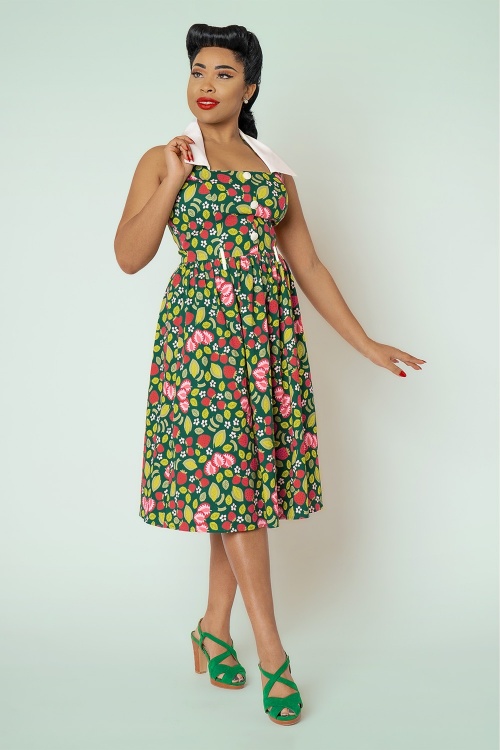 Collectif Clothing - 50s Waverly Rainbow Gingham Swing Dress in Multi