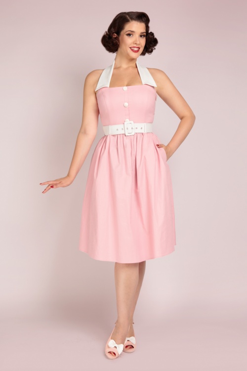 Collectif Clothing - Waverly swing jurk in roze 3