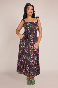 Collectif Clothing - Katrina Tropical Reef Swing Dress in Black