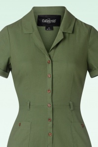 Collectif Clothing - Caterina Pencil Dress Années 50 en Vert Olive 2