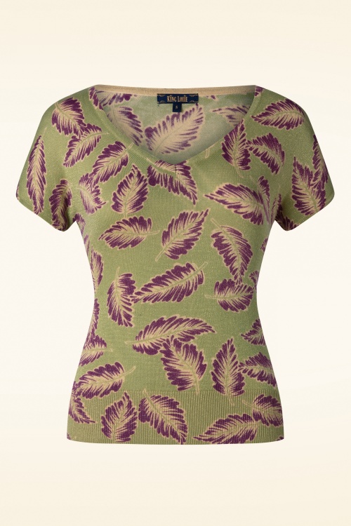 King Louie - Deep V Dominica Top in Lentil Green 2