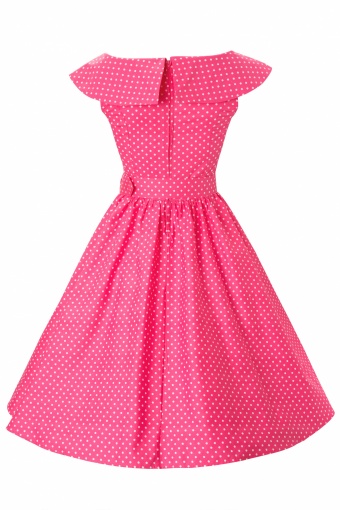 1950s Marylou Pink Polka Dot Bow Sjawl Collar Vintage Style