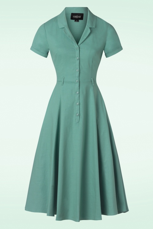 Collectif Clothing - 50s Caterina Swing Dress in Mint Green