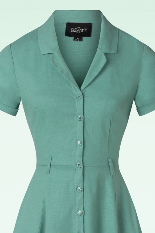 Collectif Clothing - 50s Caterina Swing Dress in Mint Green 2
