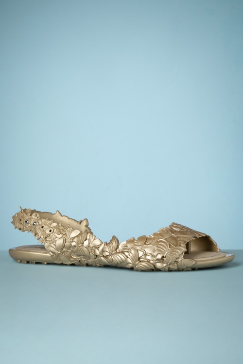 Sunies - Flexi Butterfly Flipflop Sandals in Gold 2