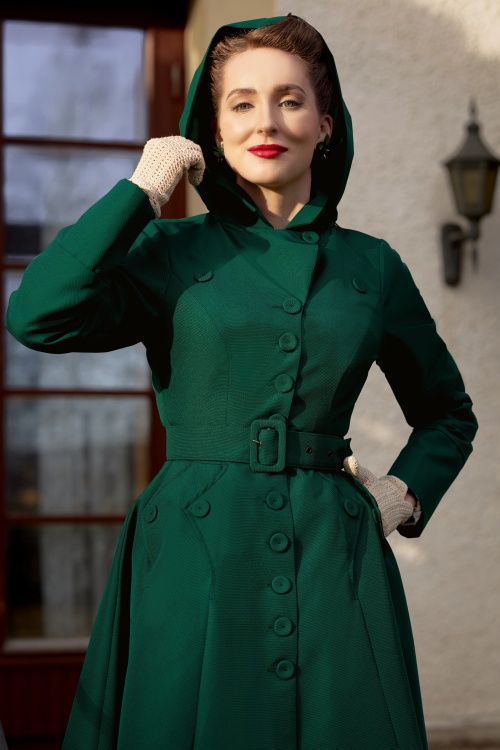 Miss Candyfloss - Frodina Gia Water Repellent Coat in Emerald 2