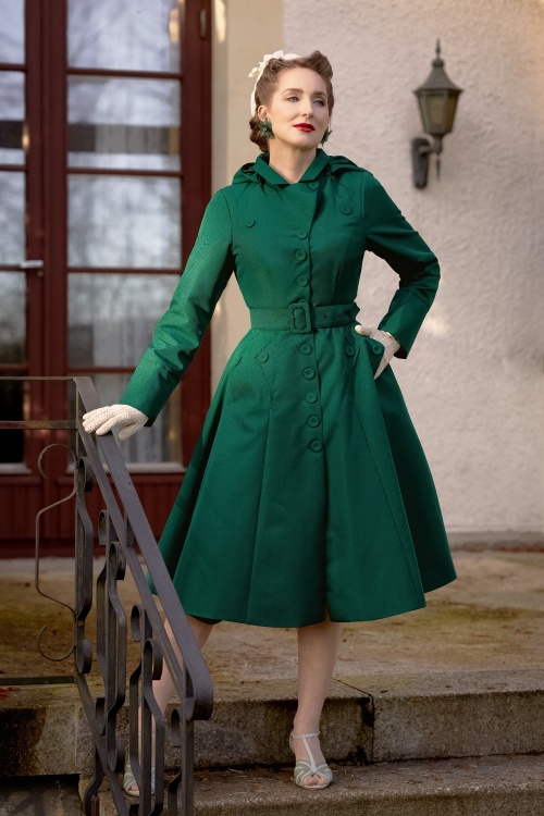 Miss Candyfloss - Frodina Gia Water Repellent Coat in Emerald