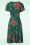 Vintage Chic for Topvintage - Irene Flower Cross Over Swing Kleid in Seide Grün 4