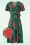 Vintage Chic for TopVintage Irene Flower Cross Over Swing Dress en Vert Soyeux