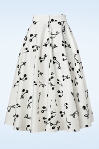 Banned Retro - Cherry Sketch Love Skirt in Off White 3