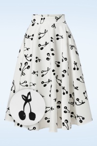 Banned Retro - Cherry Sketch Love Skirt in Off White 2