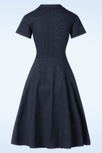 Collectif Clothing - Caterina Mini Polka Dot Swing Dress Années 50 en Bleu Marine 3