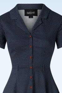 Collectif Clothing - Caterina Mini Polka Dot Swing-Kleid in Marineblau 2